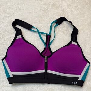VSX Purple and Black Sports Bra with Teal Accents